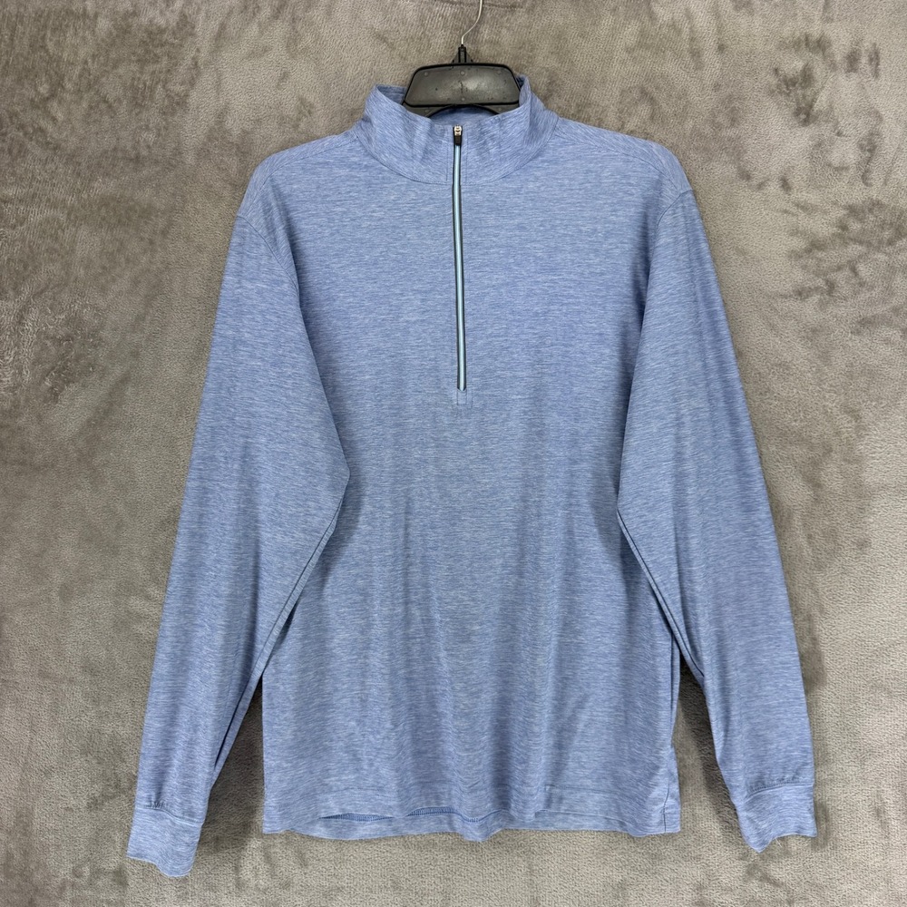 Straight Down Mens S Heather Blue Quarter Zip Golf Pullover‎ Long Sleeve Shirt